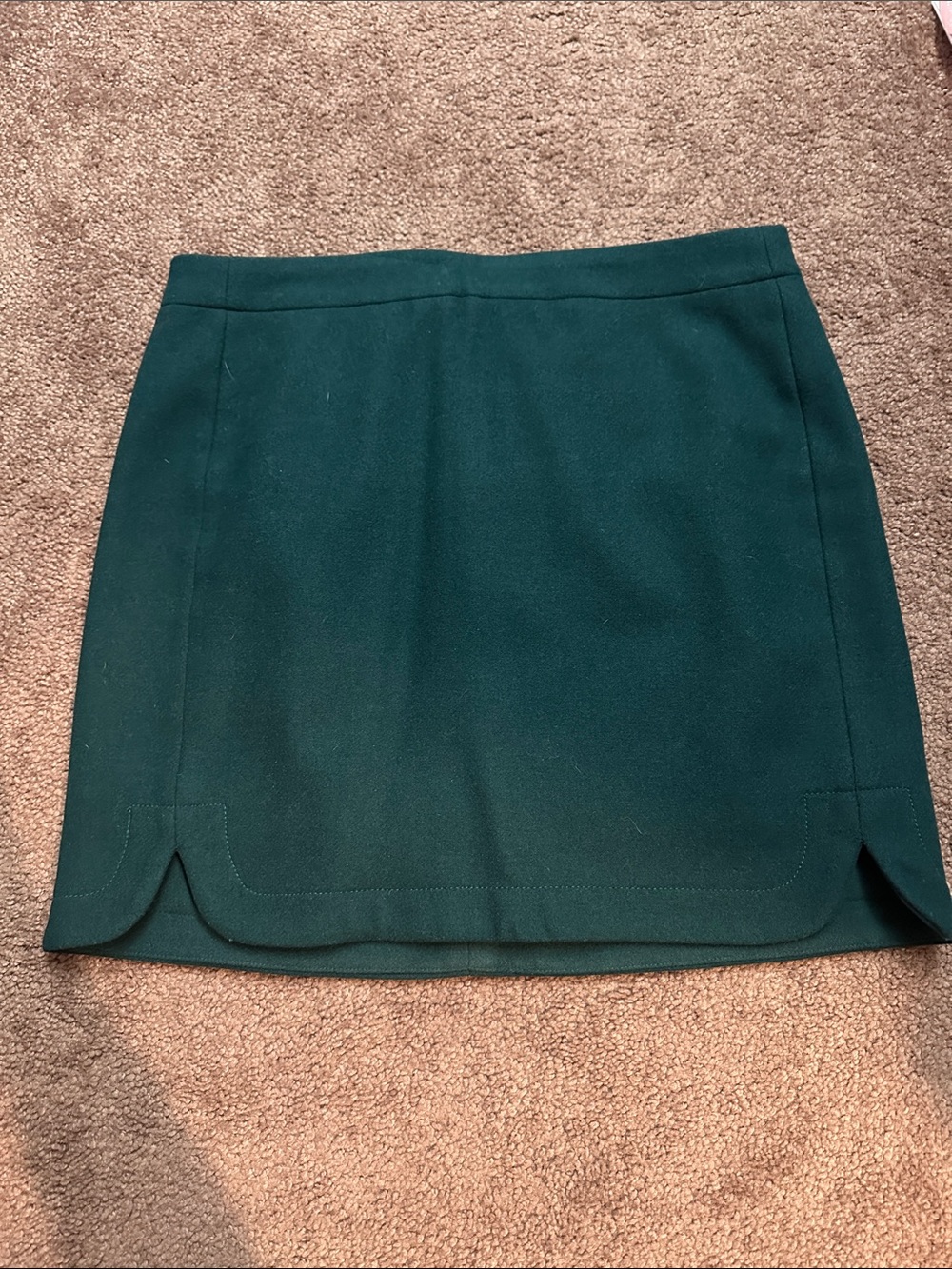 J.Crew Dark Green Women's Wool Mini Skirt